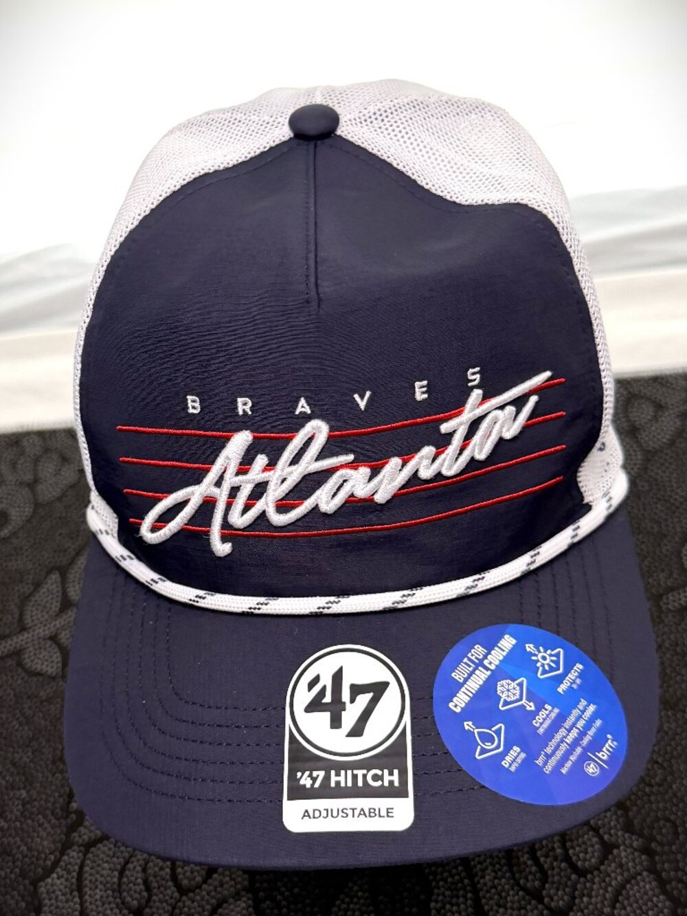 Atlanta Braves '47 Hitch Navy Blue Hitch Rope Snapback White Mesh Back Cap/Hat
